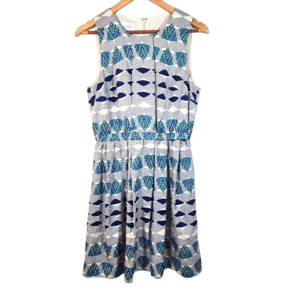 Donna Morgan Geometric Print Pleated Skirt Tank Dress Size 8 - Picture 1 of 7